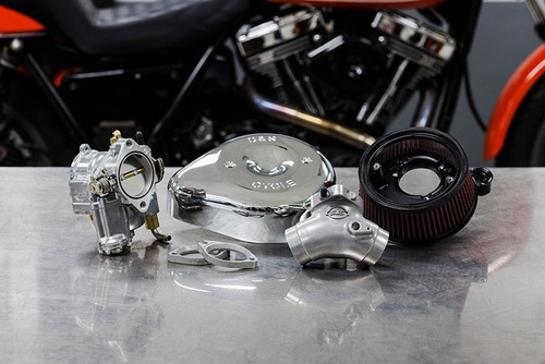 Super E Carburetor and Stealth Air Cleaner Kit, with Chrome Teardrop for 1984-1999 Big Twins
