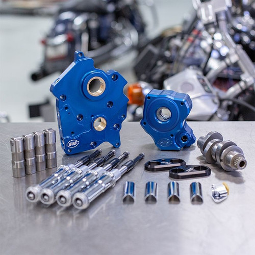 Chain Drive 465C Cam Chest Kitwith Chrome Pushrod Tubes for Water Cooled 2017-up M8 Models