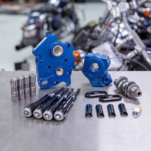 Chain Drive 465C Cam Chest1 Kit with Black Pushrod Tubes for Water Cooled 2017-up M8 Models