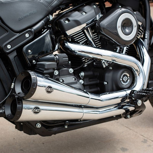Grand National® 2-2 50 State Exhaust System, CARB EO# K-010-4, Chrome with Black End Caps for 2018 HD® Softail® Fat Bob® Models