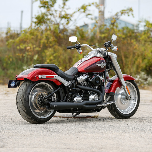 Exhaust System, Kit, 50 State, Super Street, 2 into 1, Black, 2018-'24 M8 Softail® Fat Boy®, and Breakout®, Wide Chassis
