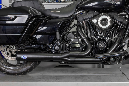 Exhaust System, Complete, 50 State, 2 into 1, Diamondback, Black, 2017-'24 M8 Touring