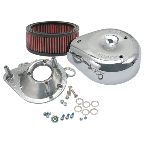 S&S® Teardrop Air Cleaner Kit Chrome Cover For 1995-'16 HD® EFI Big Twins W/S&S® Single Bore TB