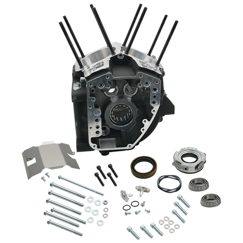 Crankcase for 1999–'06 HD® Twin Cam 88® A Engines (except 2006 HD® Dyna®), 4-1/8" Bore, Stock Stud Pattern - Wrinkle Black