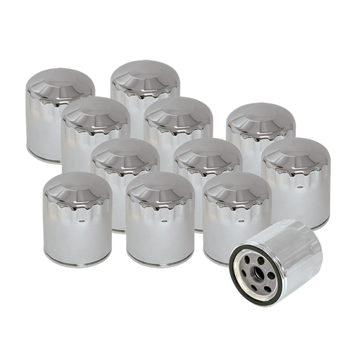 12 Pack of Chrome Oil Filters for HD® Sportster®, HD® Evolution®, and Shovelhead Models