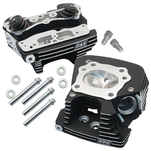 S&S® Super Stock® 79cc Cylinder Head Kit For 1999-'05 HD® Big Twins - Wrinkle Black Powder Coat Finish.