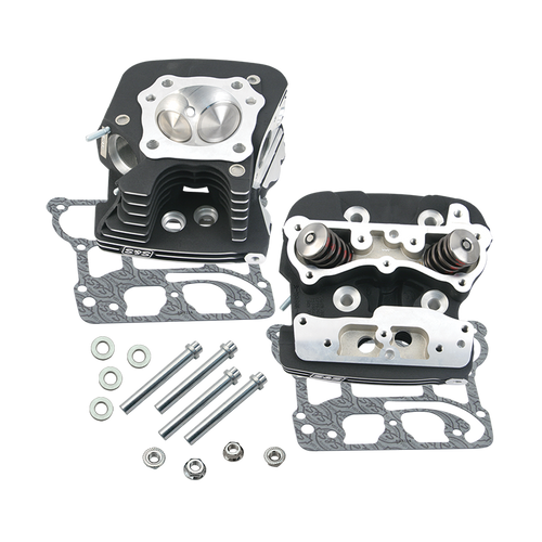S&S® Super Stock® 91cc Cylinder Heads For S&S® T124 T2 Long Block Engines and 2006 HD® Dyna® Models and All 2007-'16 Models With S&S® 124" Hot Set Up Kit - Wrinkle Black Powder Coat Fin